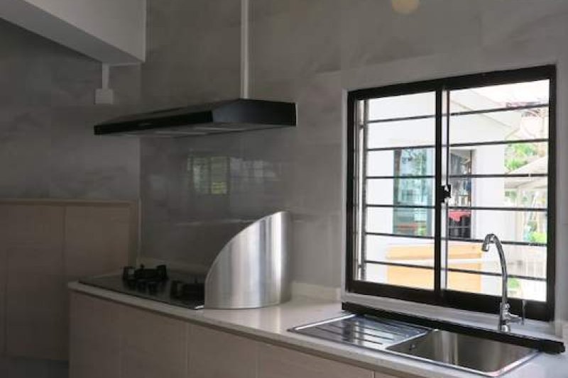 Cooker Hood in an HDB Kitchen, Singapore: Where the Socket, Duct and Hood Go Before the Wall Is Tiled